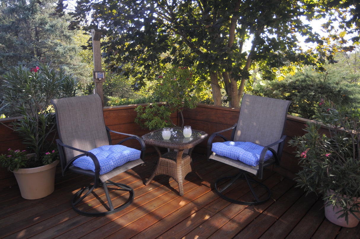 Azure Blue Harley Line Weave Indoor / Outdoor Seat Cushion Patio D Cushion