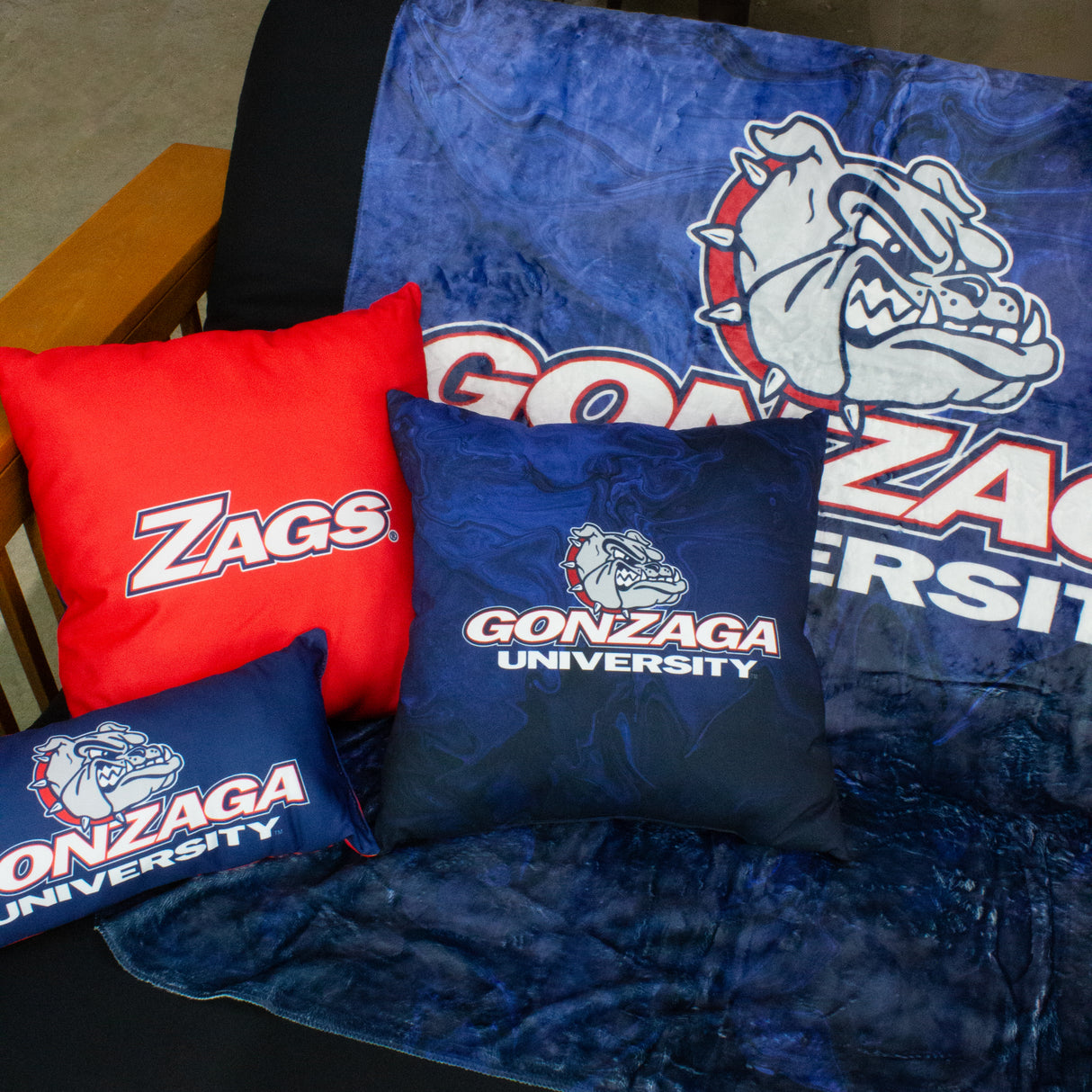Gonzaga Bulldogs 2 Sided Decorative Pillow, 16" x 16", Made in the USA