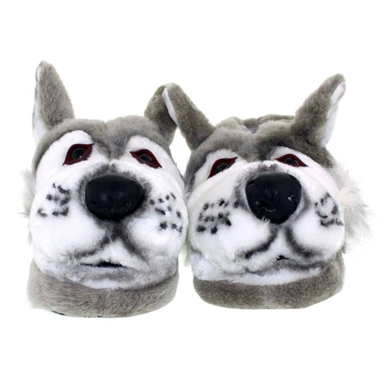 Gray Wolf Comfy Animal Feet Slippers