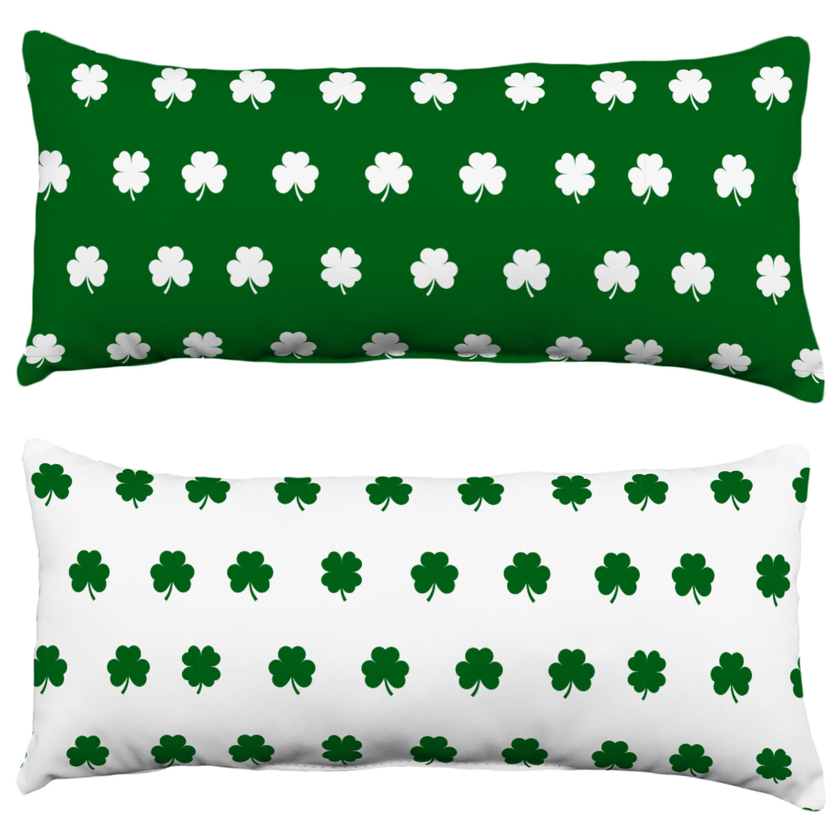 Green and White Clover Pattern Decorative Pillow, 2 Sizes, Made in the USA