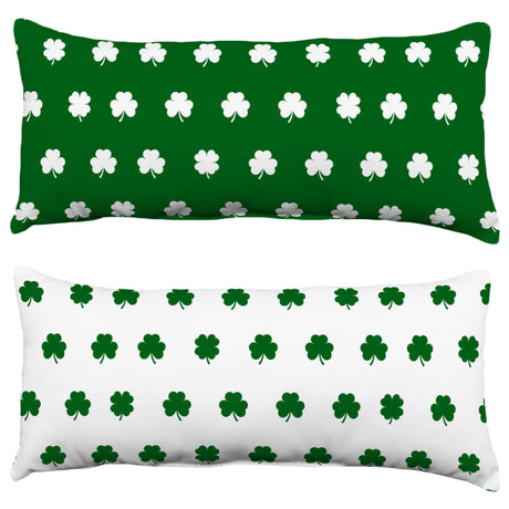 Green and White Clover Pattern Decorative Pillow, 2 Sizes, Made in the USA