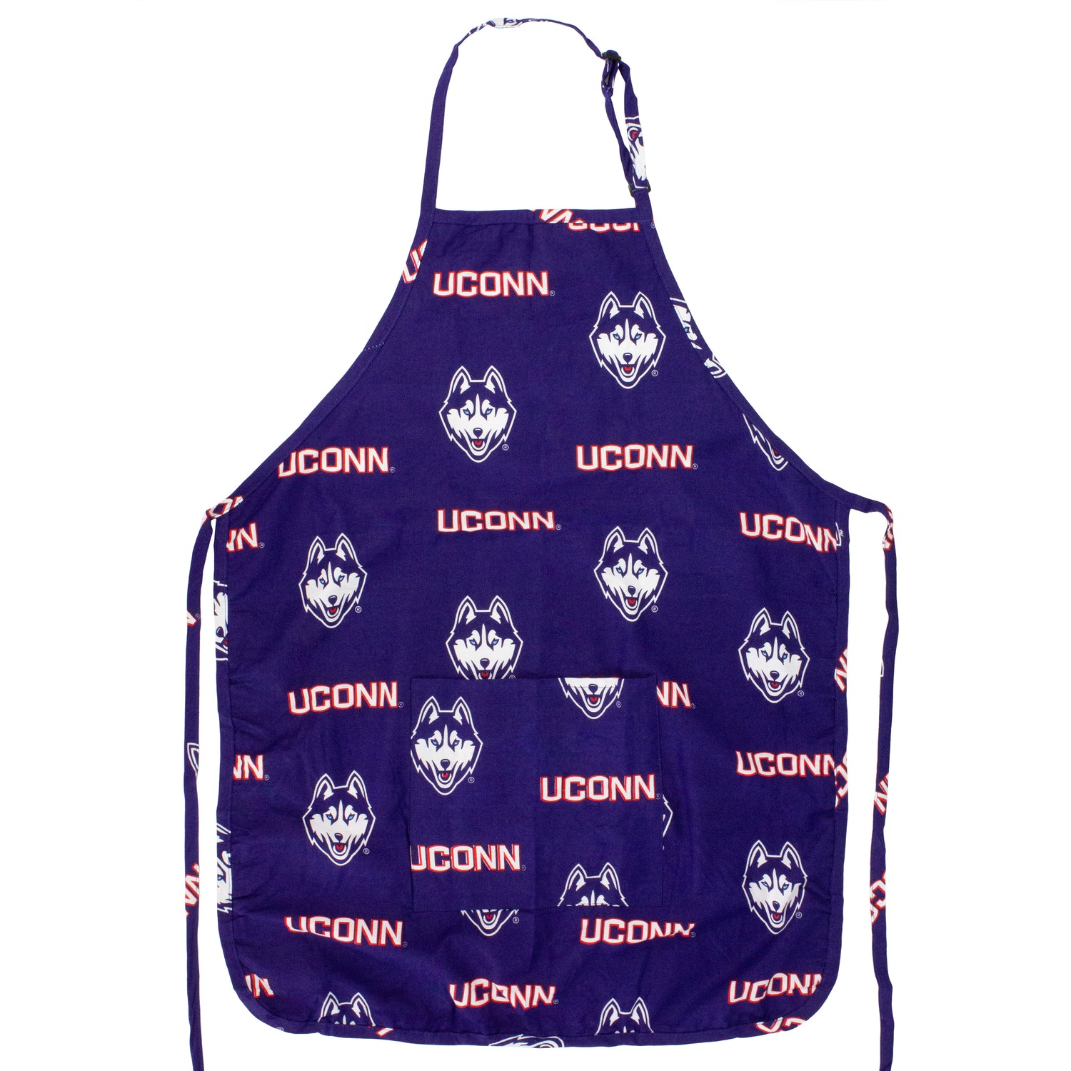 Connecticut Huskies Grilling Tailgating Apron with 9" Pocket, Adjustable