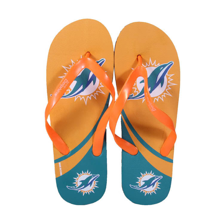 Miami Dolphins FOCO Big Logo Flip Flops