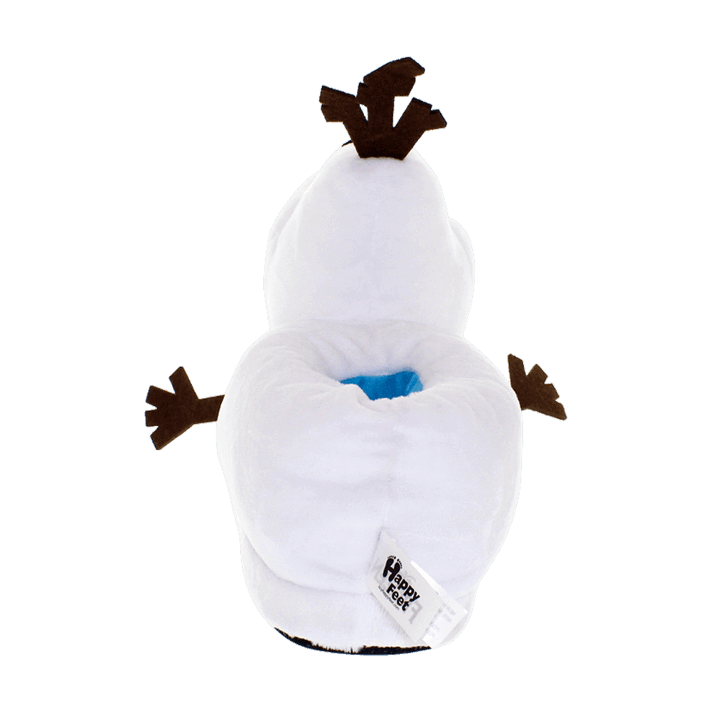 Pair of Olaf Frozen slippers in white plush with orange carrot noses
