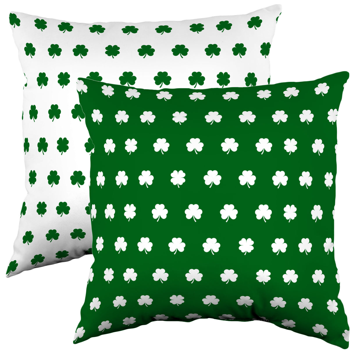 Green and White Clover Pattern Decorative Pillow, 2 Sizes, Made in the USA