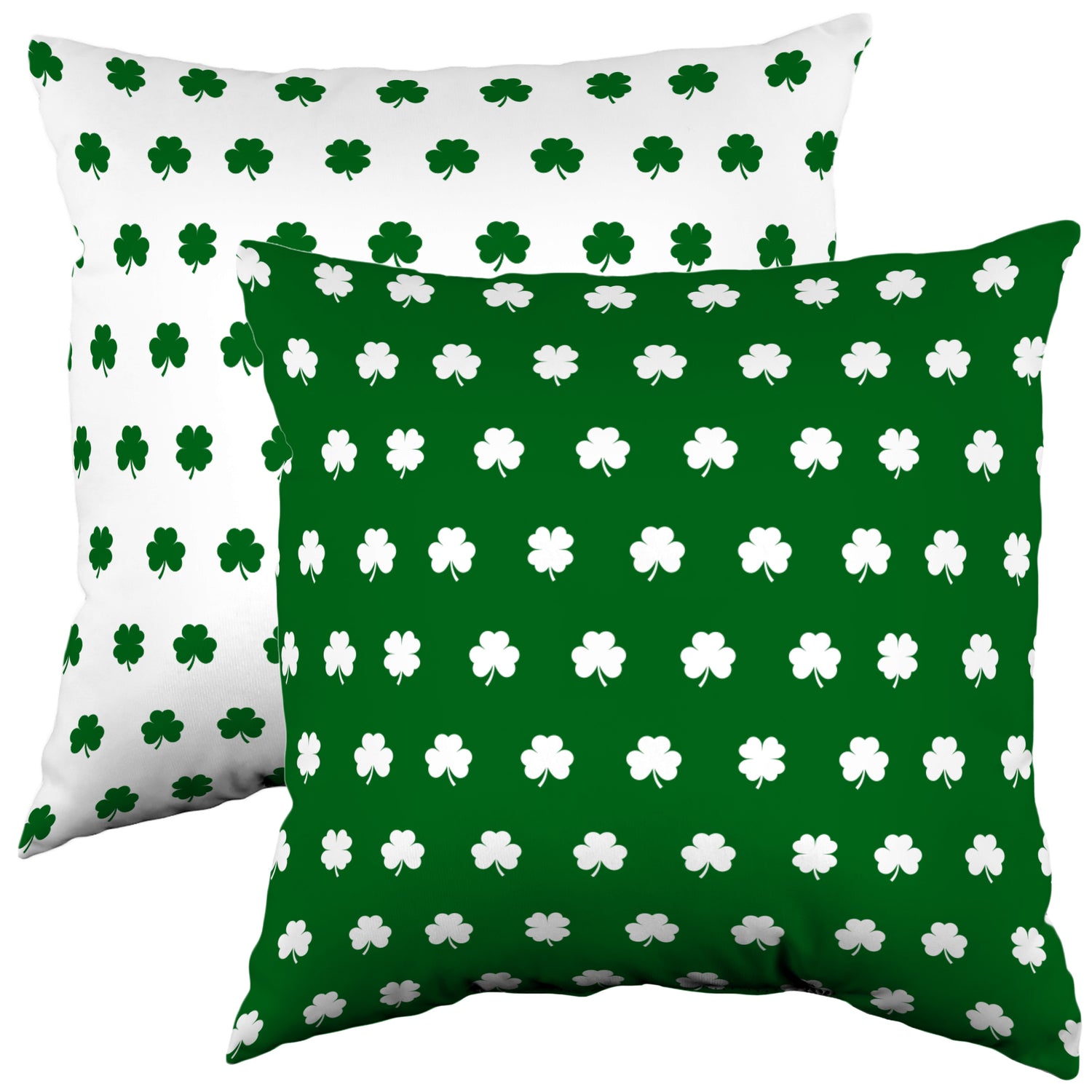 Green and White Clover Pattern Decorative Pillow, 2 Sizes, Made in the USA