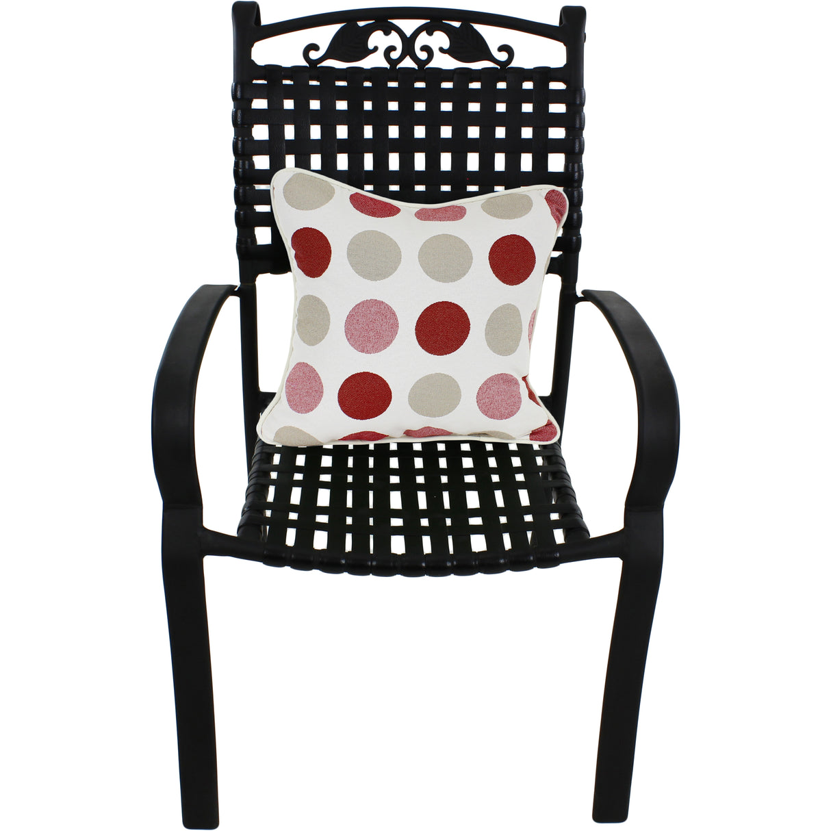 Garnet and Gray Big Dots Outdoor Decorative Pillow