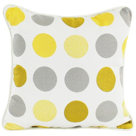 Citron Yellow and Gray Big Dots Outdoor Decorative Pillow