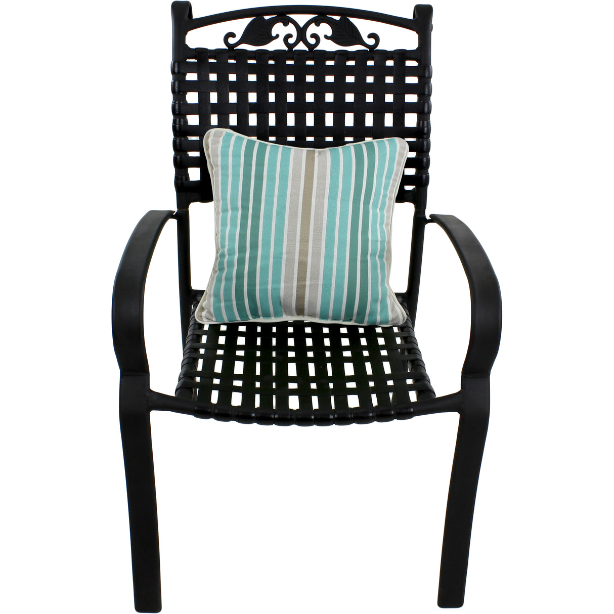 Lakeside Teal Parker Stripe Outdoor Decorative Pillow
