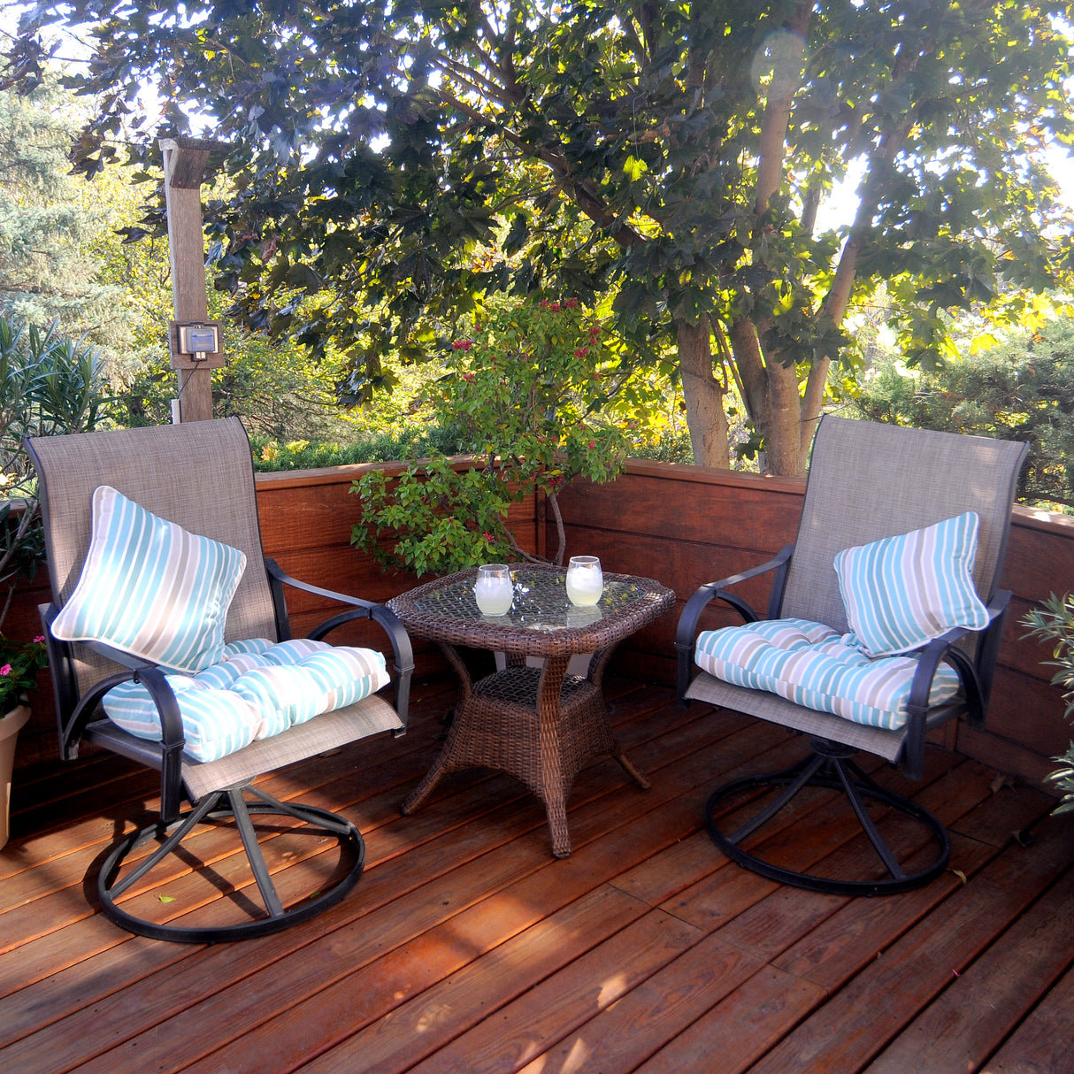 Lakeside Teal Parker Stripe Outdoor Decorative Pillow