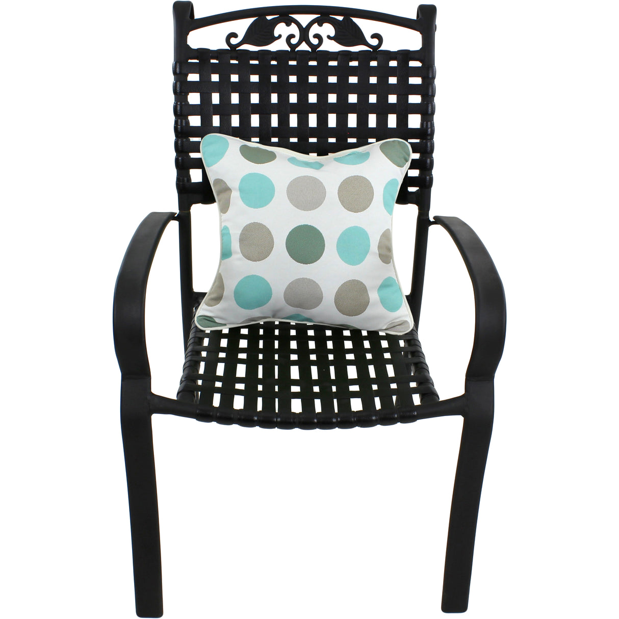 Lakeside Teal and Gray Big Dots Outdoor Decorative Pillow