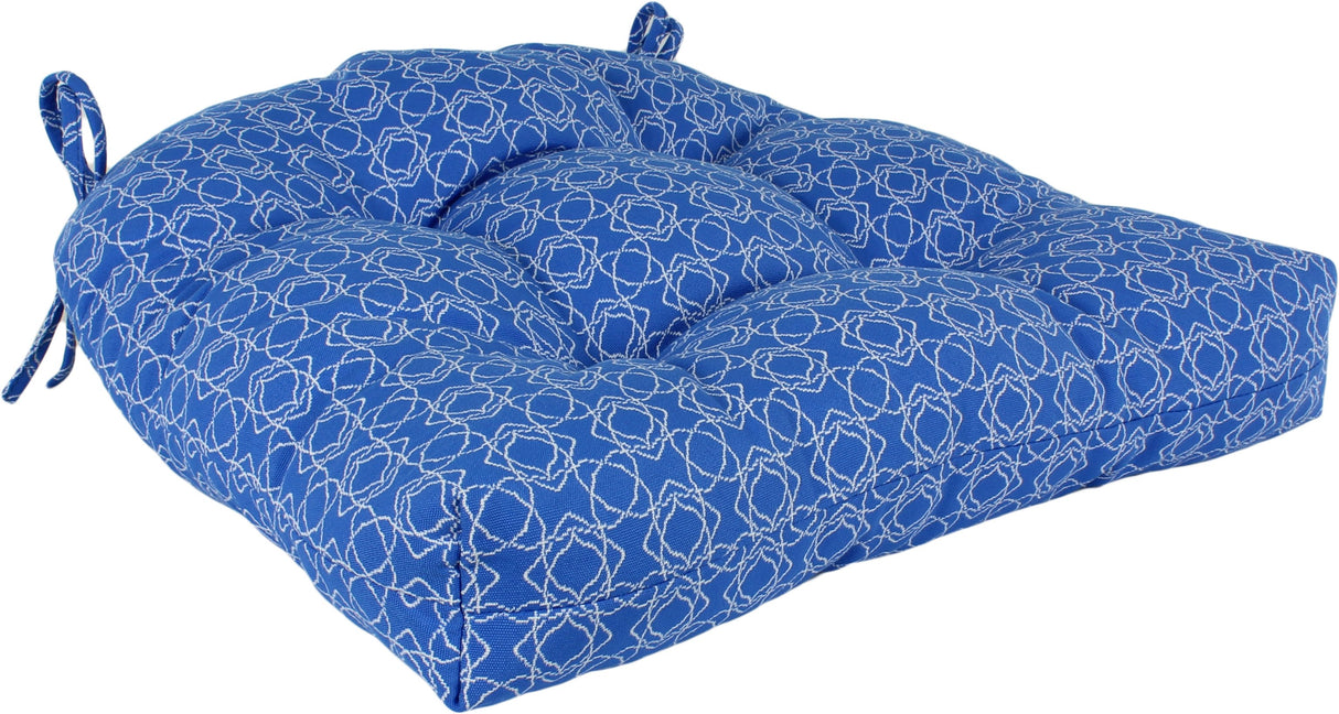 Azure Blue Harley Line Weave Indoor / Outdoor Seat Cushion Patio D Cushion