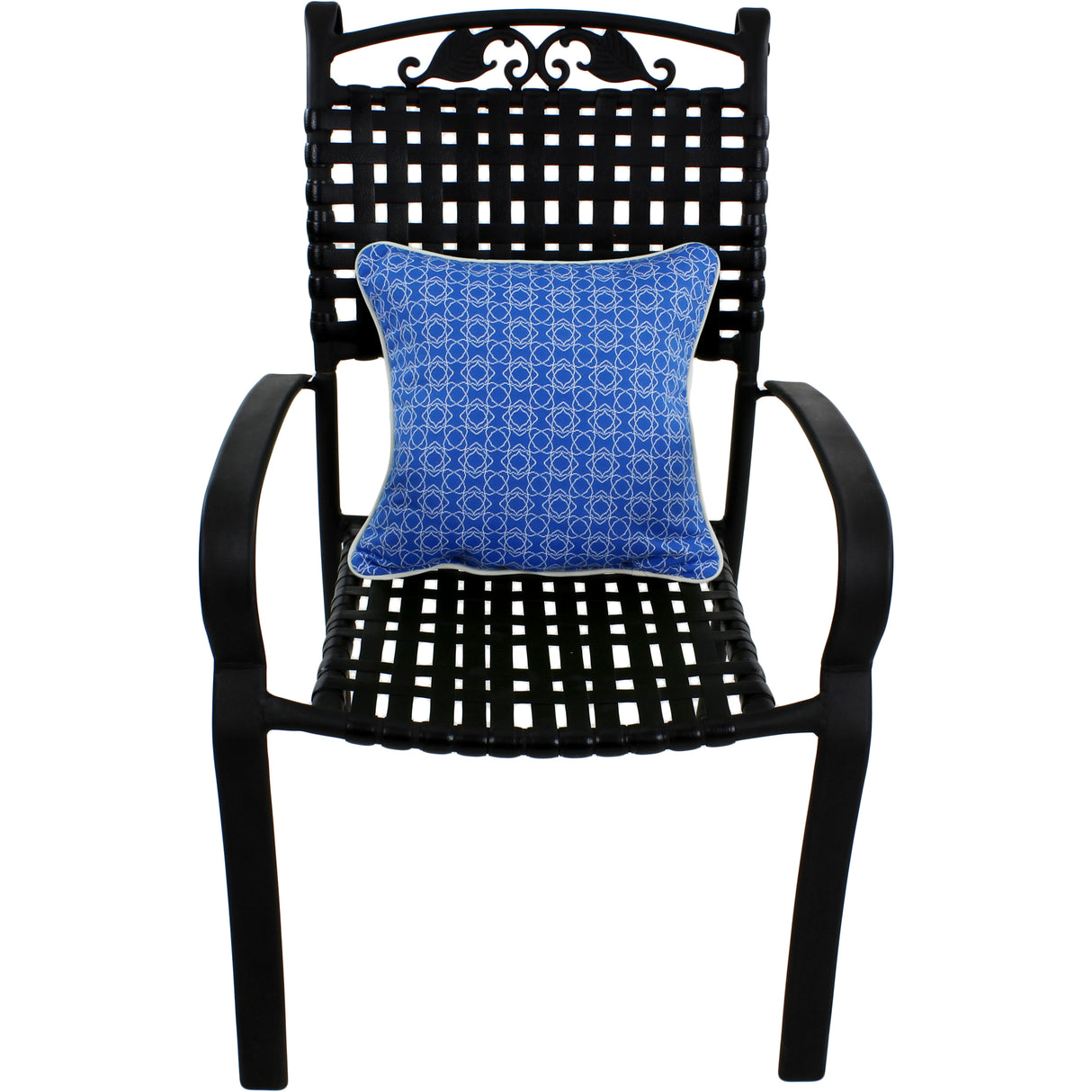 Azure Blue Harley Line Weave Outdoor Decorative Pillow