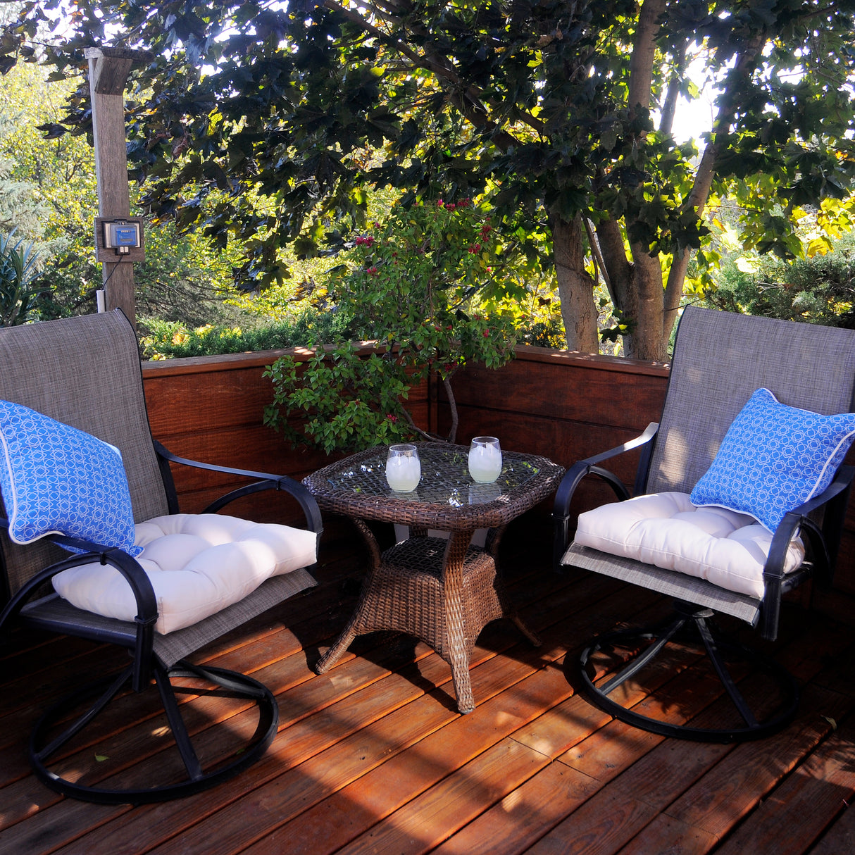 Azure Blue Harley Line Weave Outdoor Decorative Pillow