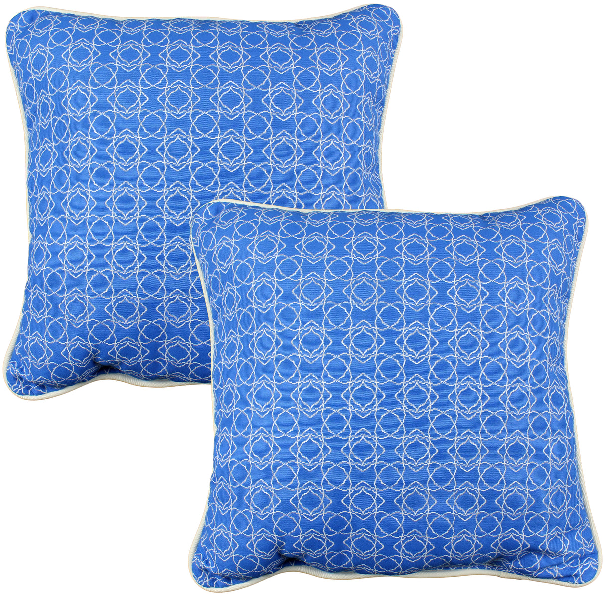 Azure Blue Harley Line Weave Outdoor Decorative Pillow