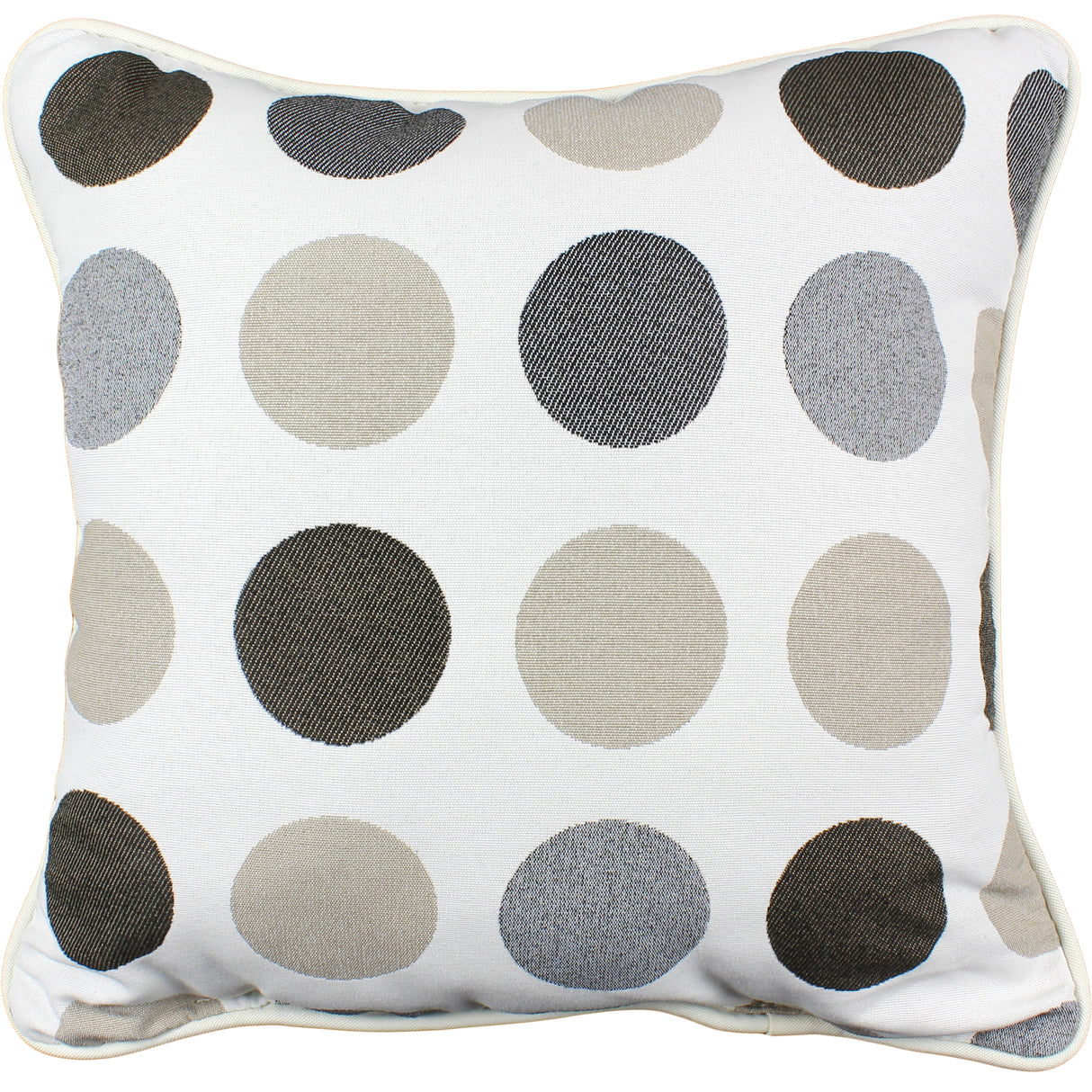 Charcoal and Gray Big Dots Outdoor Decorative Pillow