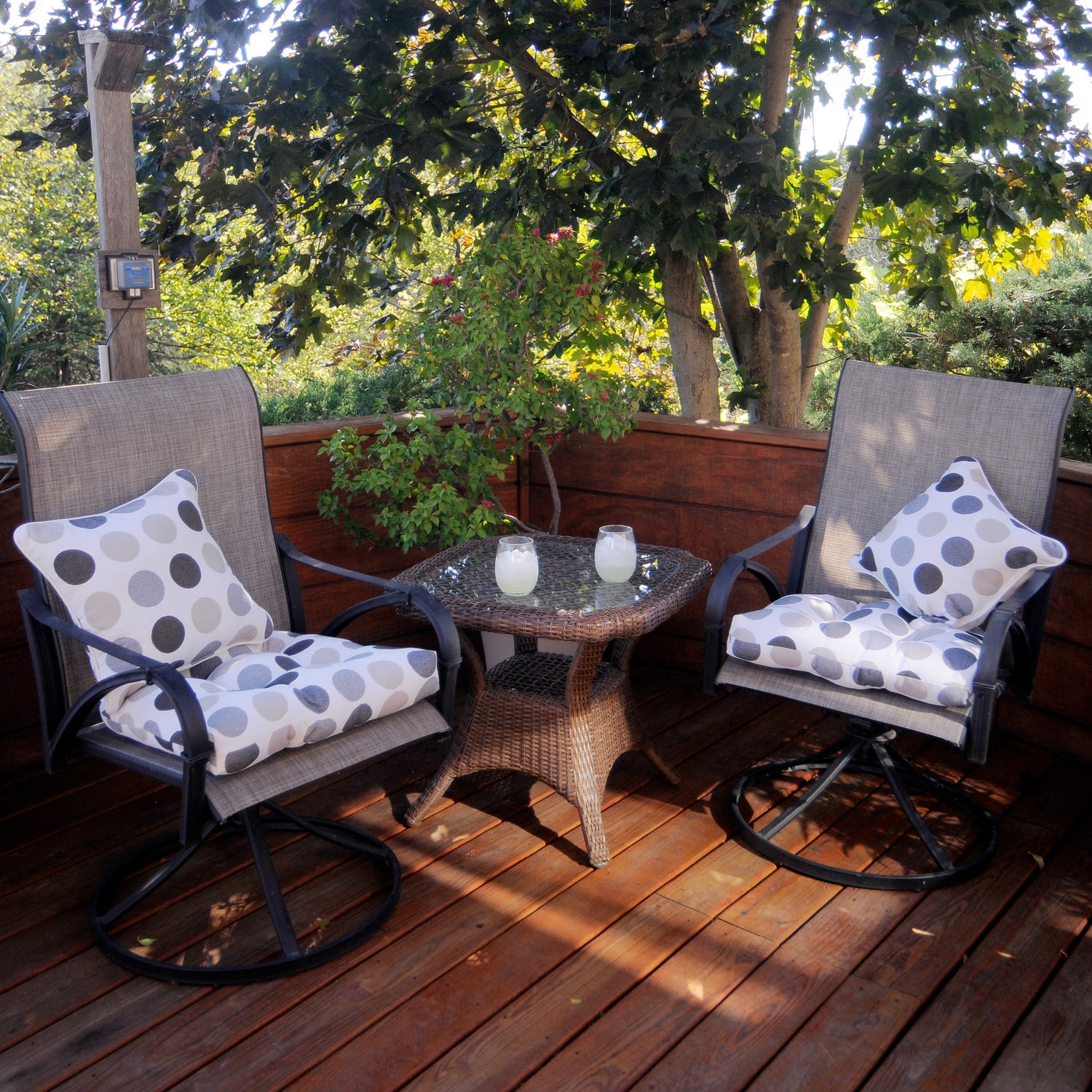 Charcoal and Gray Big Dots Outdoor Decorative Pillow