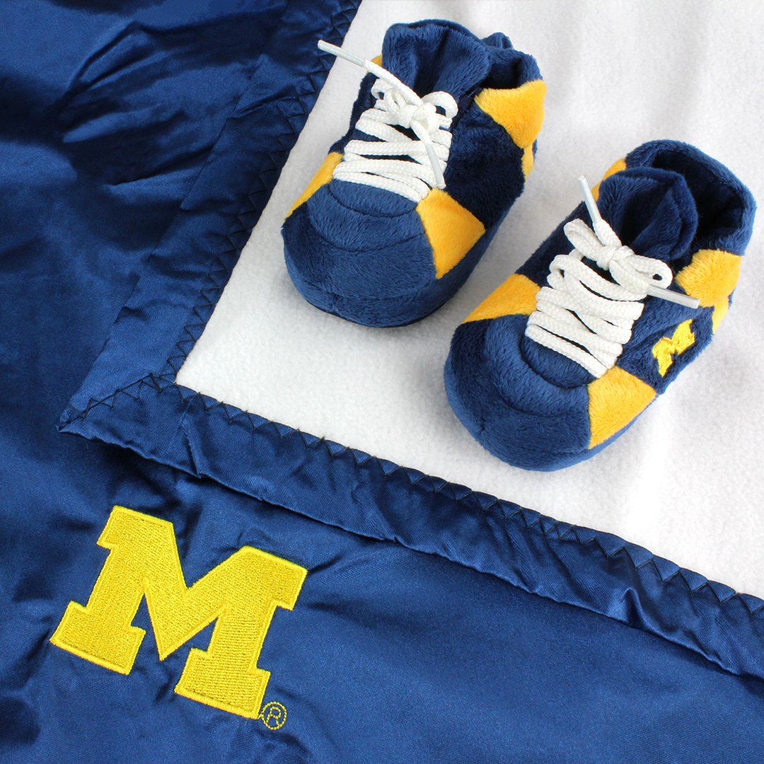 Michigan Wolverines Baby Blanket & Slippers Set