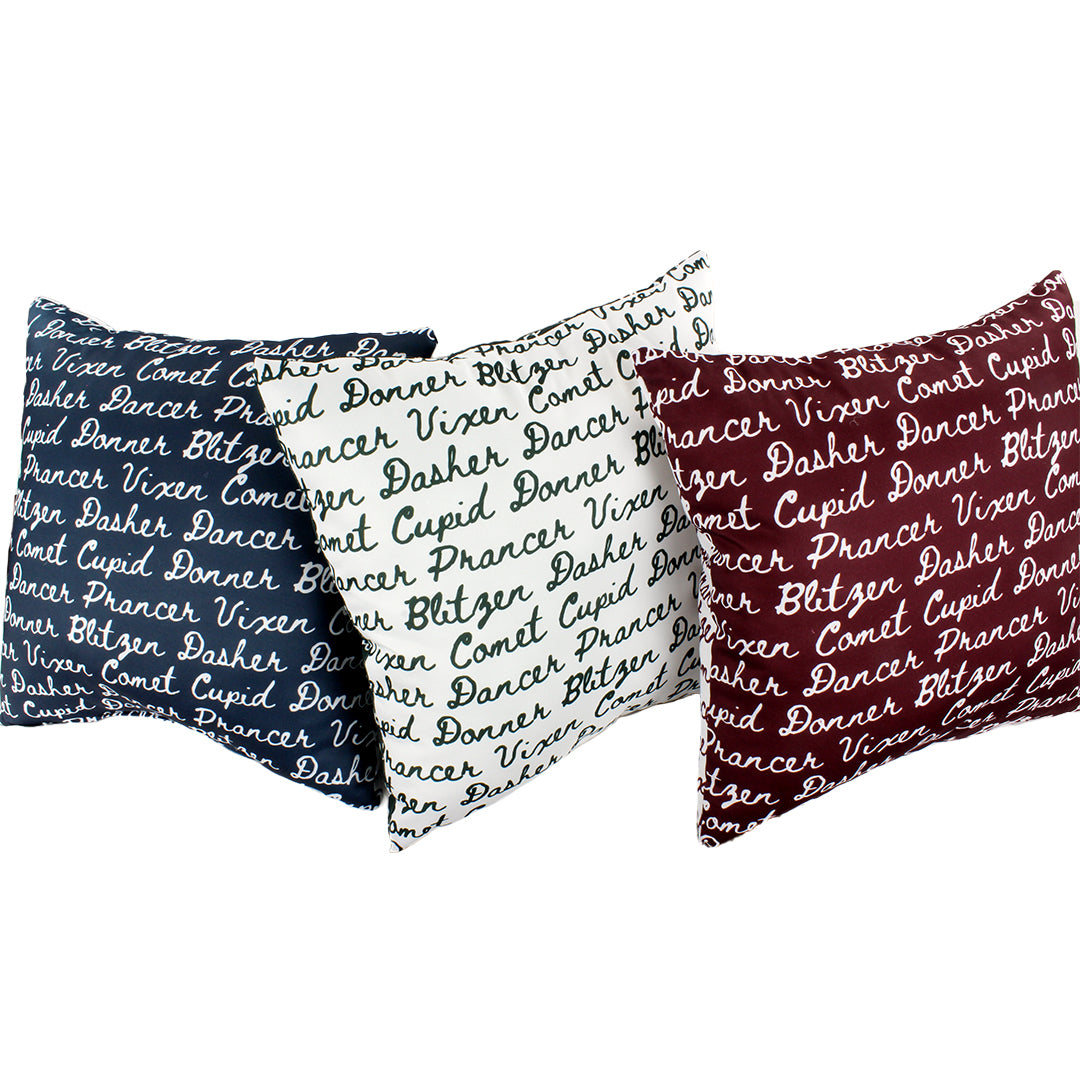 Reindeer Names Reversible Pillow