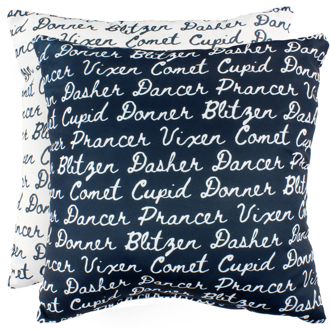 Reindeer Names Reversible Pillow