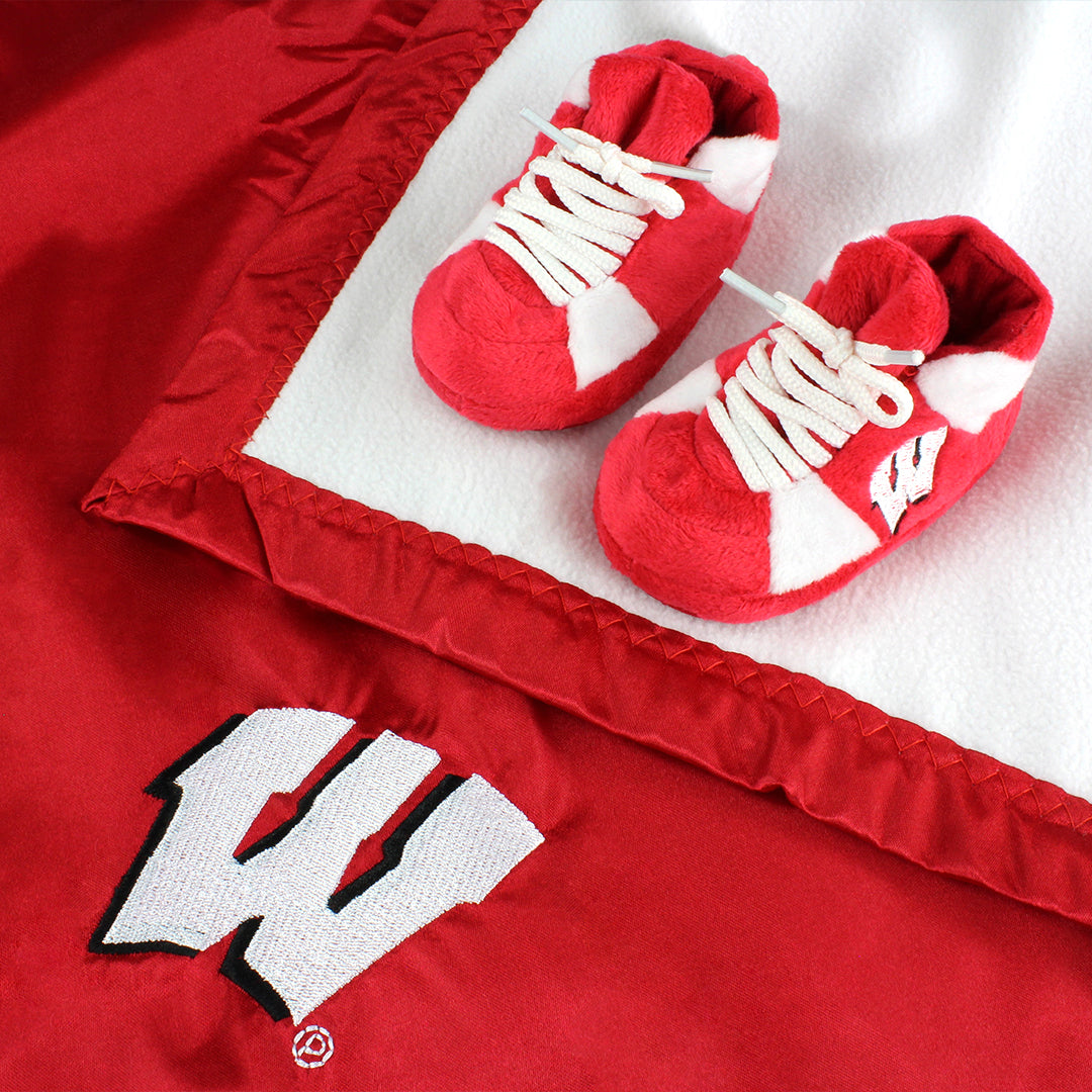 Wisconsin Badgers Baby Blanket & Slippers Set