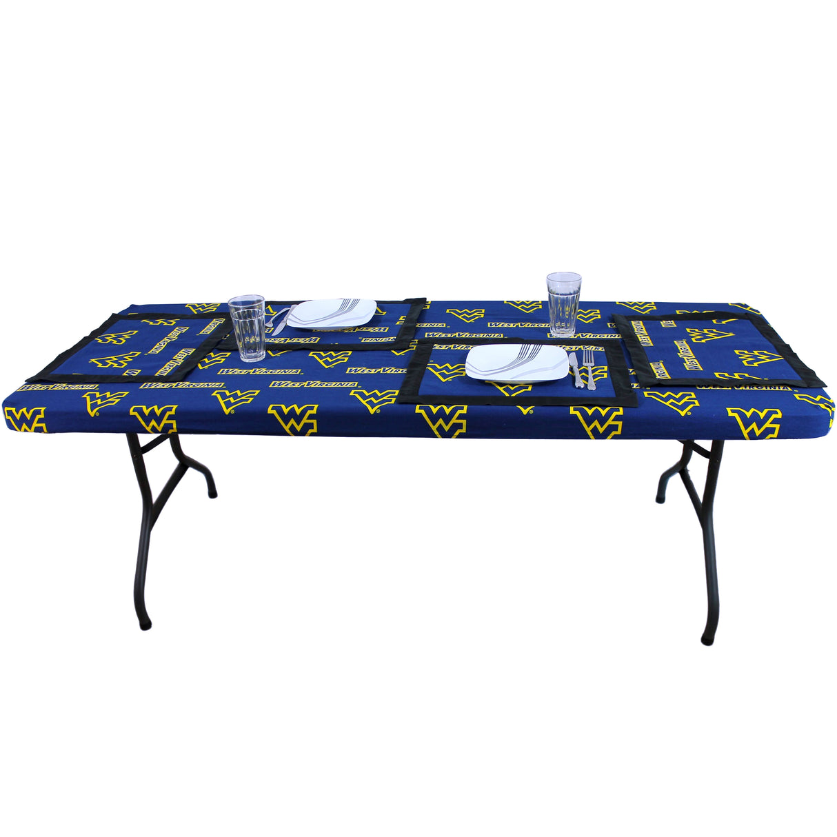 West Virginia Mountaineers Fitted Table Cover / Tablecloth:  3 Sizes Available