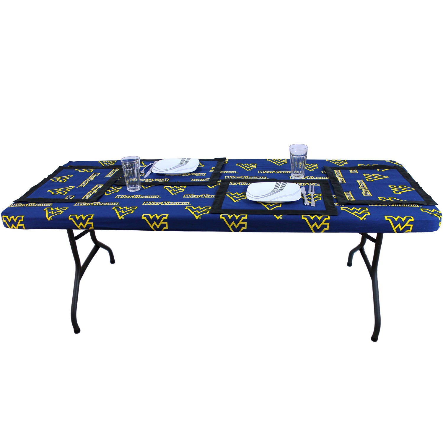 West Virginia Mountaineers Fitted Table Cover / Tablecloth:  3 Sizes Available