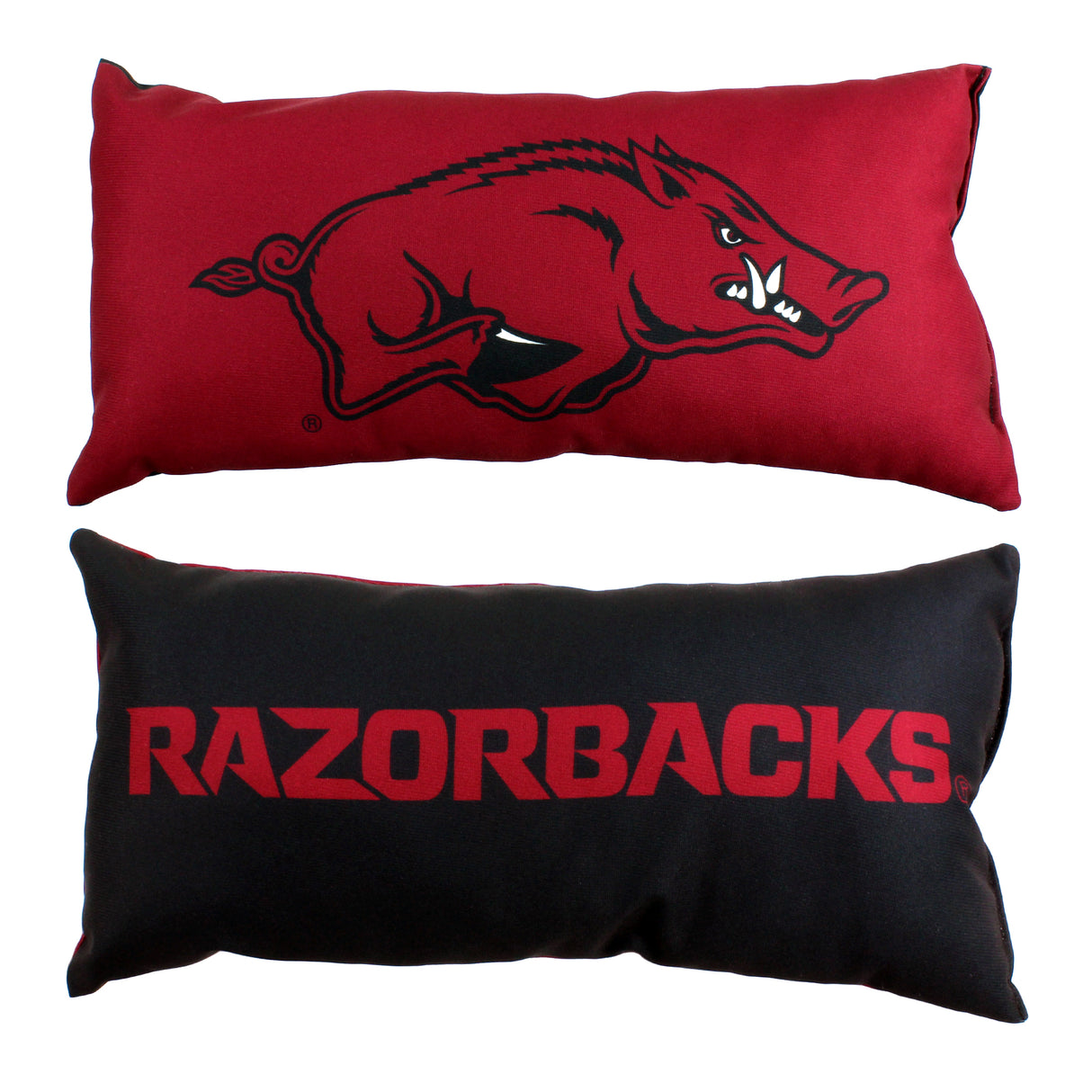 Arkansas Razorbacks 2 Sided Bolster Travel Pillow, 16" x 6", Made in the USA