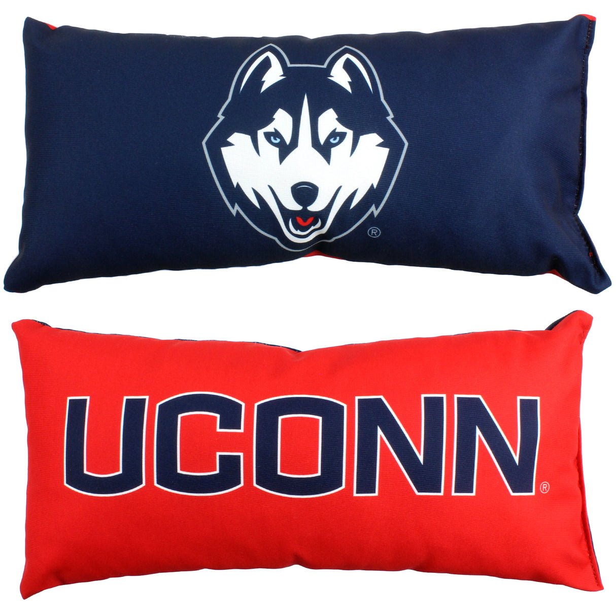 Connecticut Huskies 2 Sided Bolster Travel Pillow, 16" x 6", Made in the USA