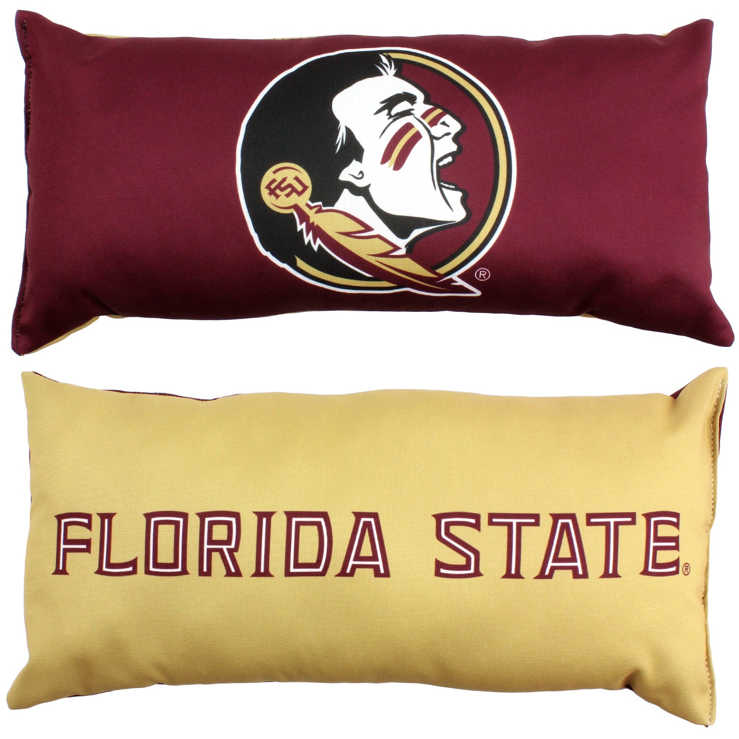 Florida State Seminoles 2 Sided Bolster Travel Pillow, 16" x 6", Made in the USA