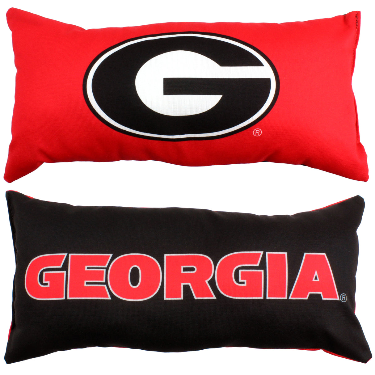 Georgia Bulldogs 2 Sided Bolster Travel Pillow, 16" x 6", Made in the USA