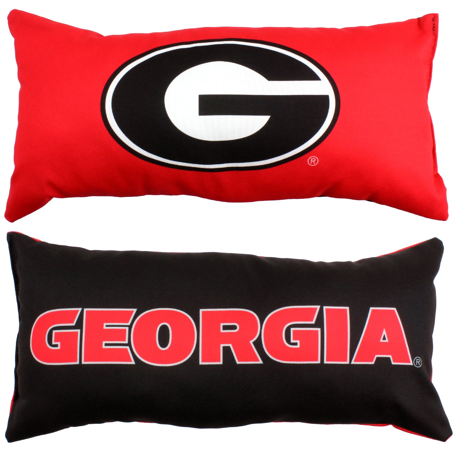 Georgia Bulldogs 2 Sided Bolster Travel Pillow, 16" x 6", Made in the USA