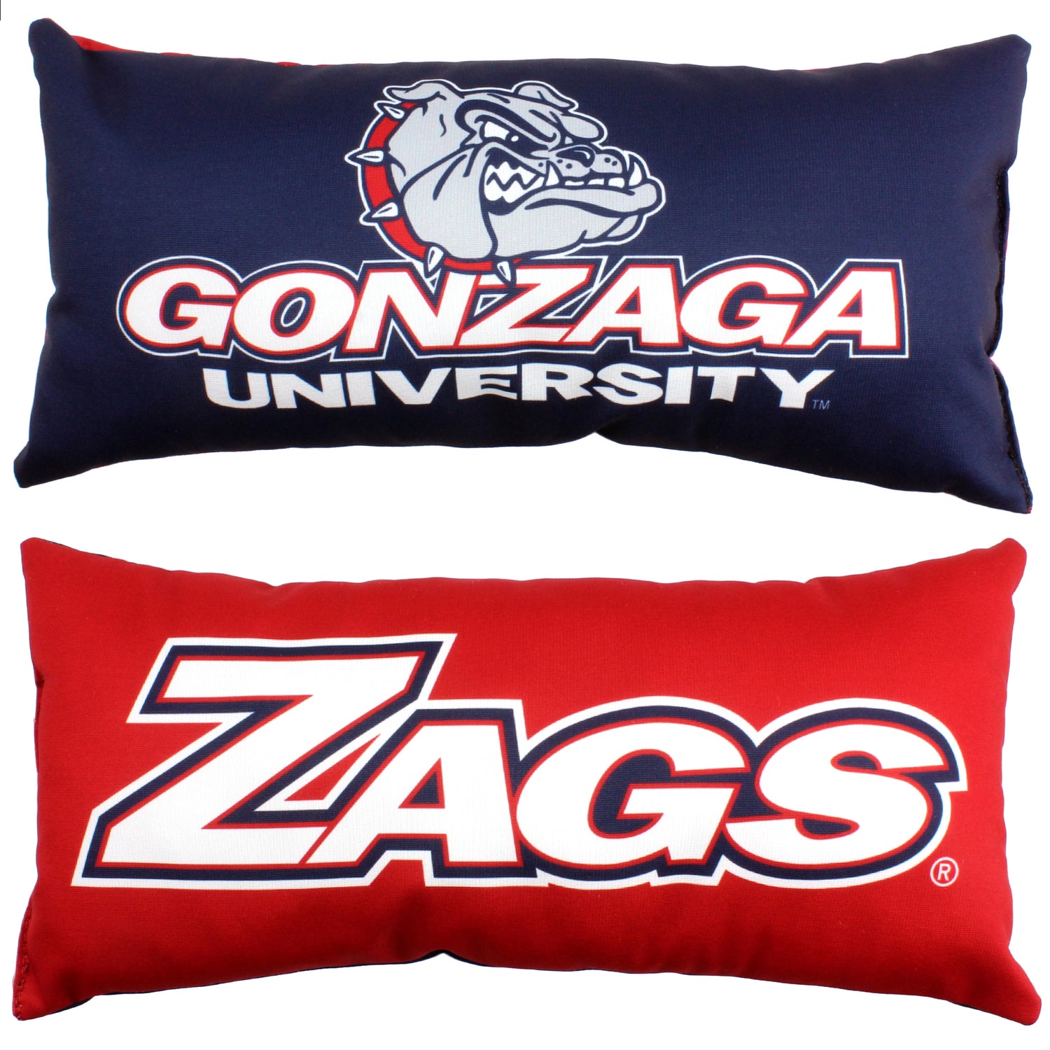 Gonzaga Bulldogs 2 Sided Bolster Travel Pillow, 16" x 6", Made in the USA