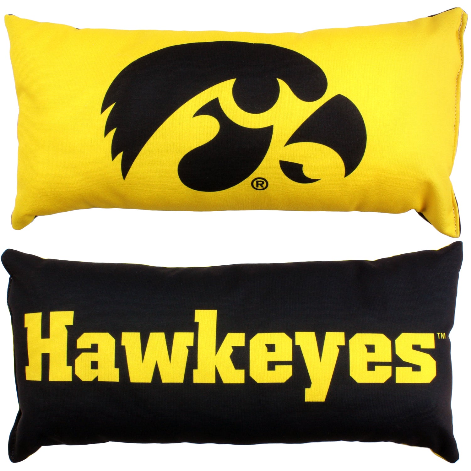 Iowa Hawkeyes 2 Sided Bolster Travel Pillow, 16" x 6", Made in the USA