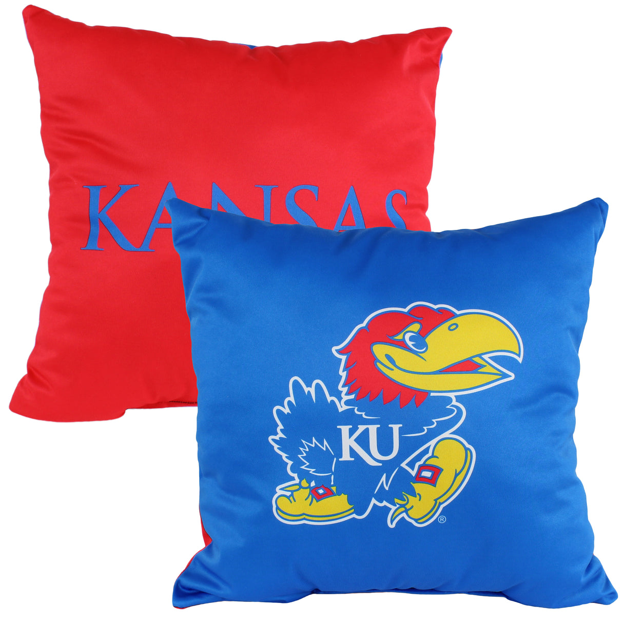 Kansas Jayhawks 2 Sided Decorative Pillow, 16" x 16", Made in the USA