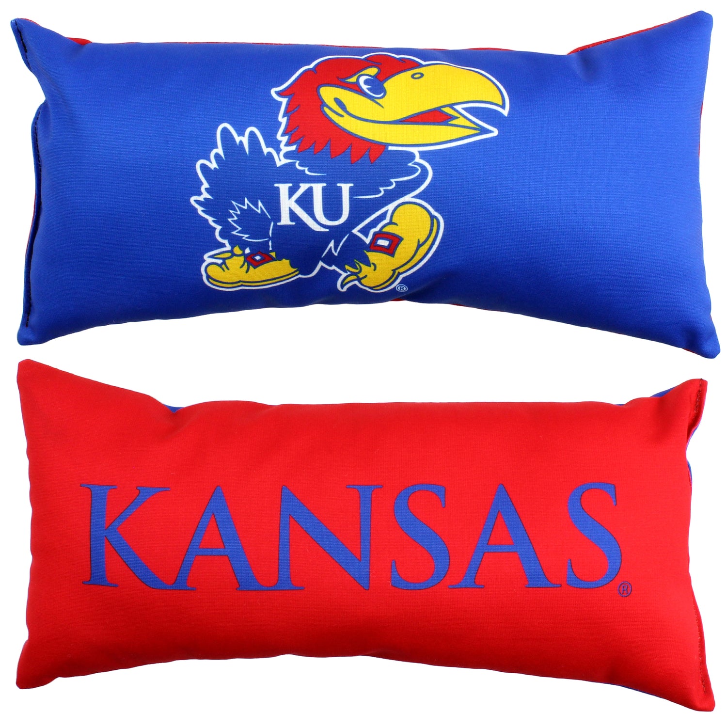 Kansas Jayhawks 2 Sided Bolster Travel Pillow, 16" x 6", Made in the USA