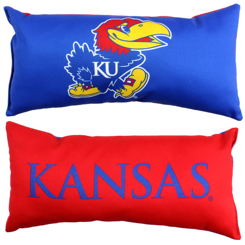 Kansas Jayhawks 2 Sided Bolster Travel Pillow, 16" x 8", Made in the USA