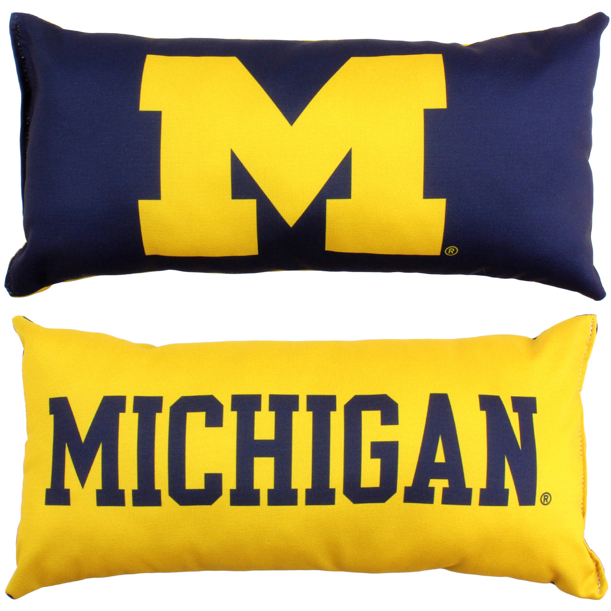 Michigan Wolverines 2 Sided Bolster Travel Pillow, 16" x 6", Made in the USA