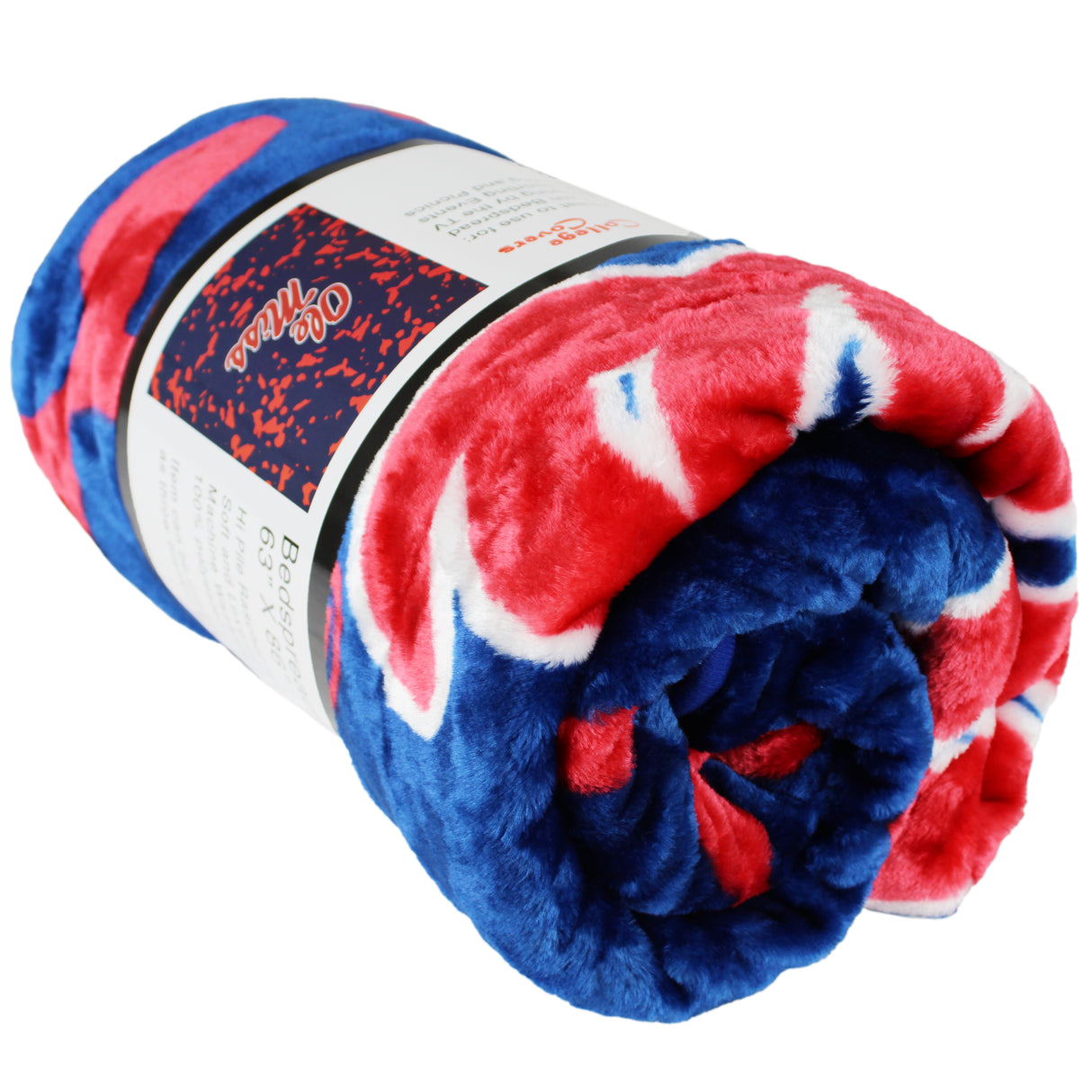 Ole Miss Rebels Plush Throw Blanket, Bedspread, 86" x 63"
