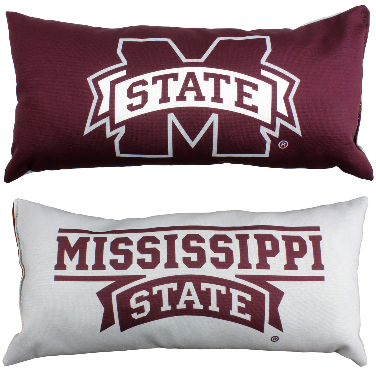 Mississippi State Bulldogs 2 Sided Bolster Travel Pillow, 16" x 6", Made in the USA