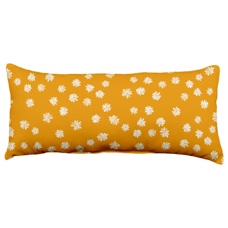 Painted White Flowers Mustard Decorative Pillow, 16" x 16", Made in the USA