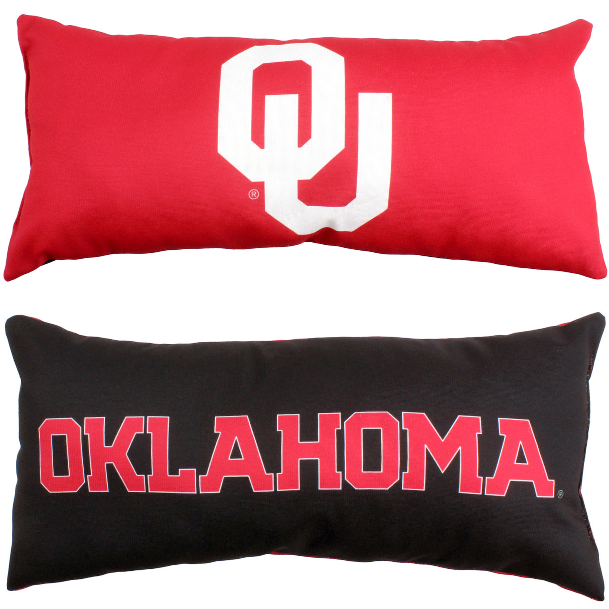 Oklahoma Sooners 2 Sided Bolster Travel Pillow, 16" x 6", Made in the USA
