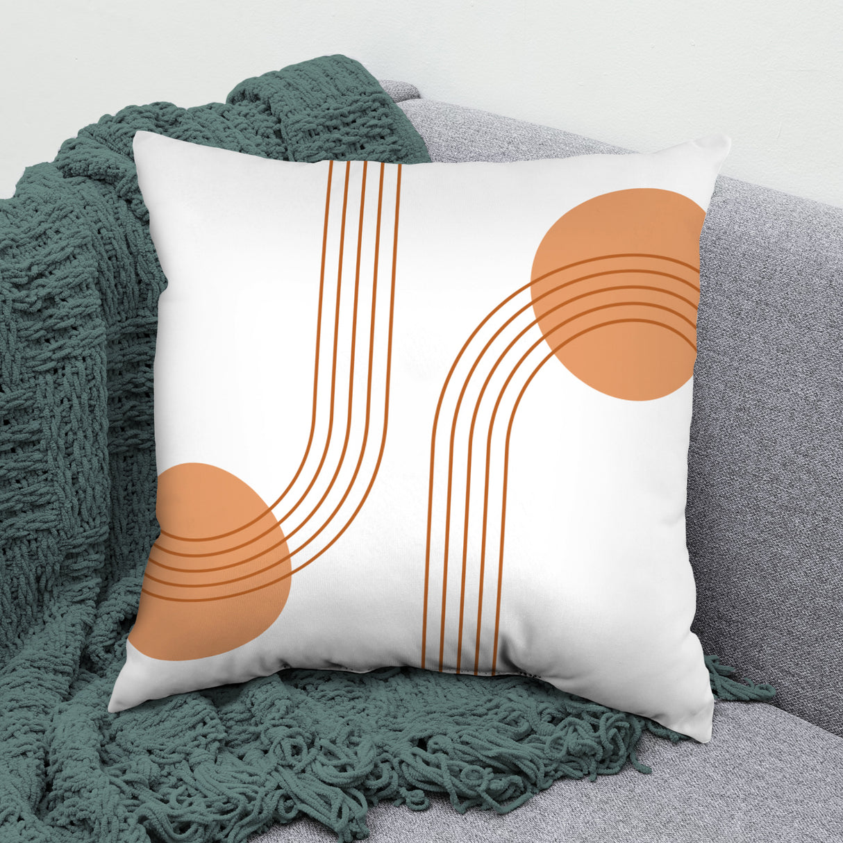 Geometric Mid Century Modern Double Decorative Pillow, 2 Sizes, Made in the USA