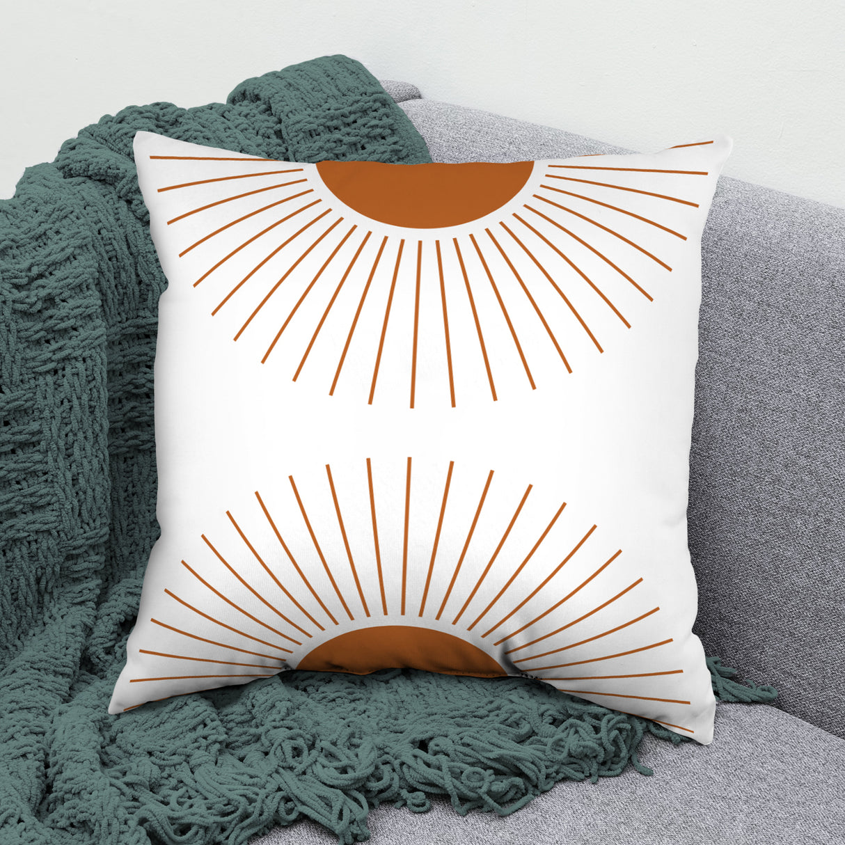 Geometric Mid Century Modern Double Rays Decorative Pillow, 2 Sizes, Made in the USA