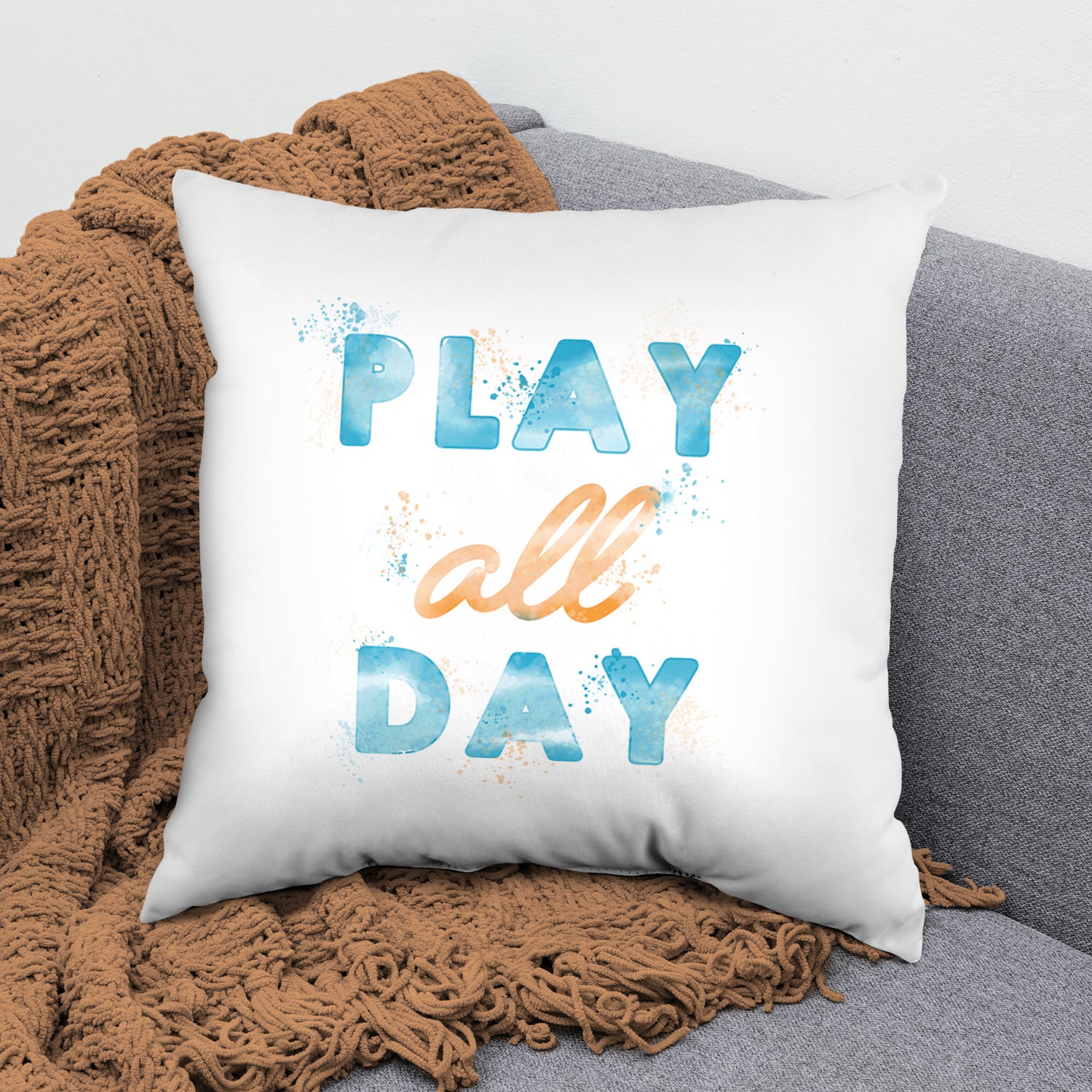 Play All Day Decorative Pillow, 16" x 16", Made in the USA, 2 Sizes