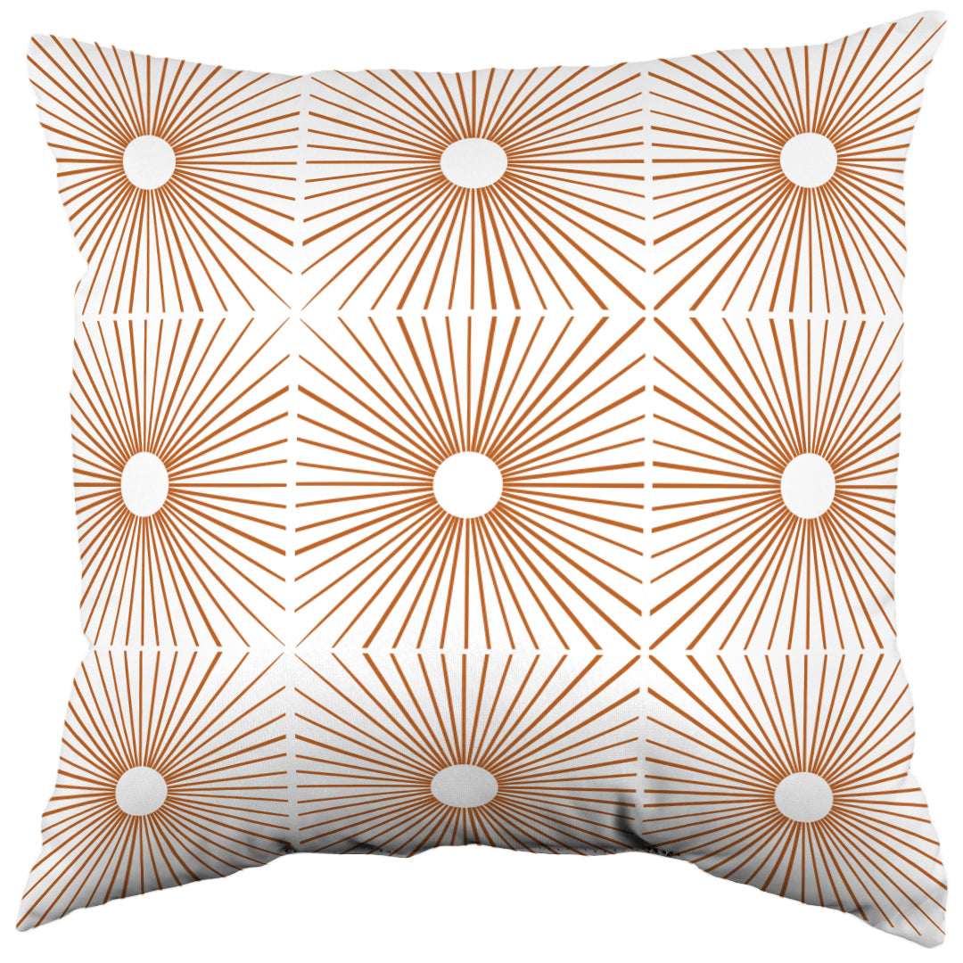 Geometric Mid Century Modern Grid Rays Decorative Pillow, 2 Sizes, Made in the USA