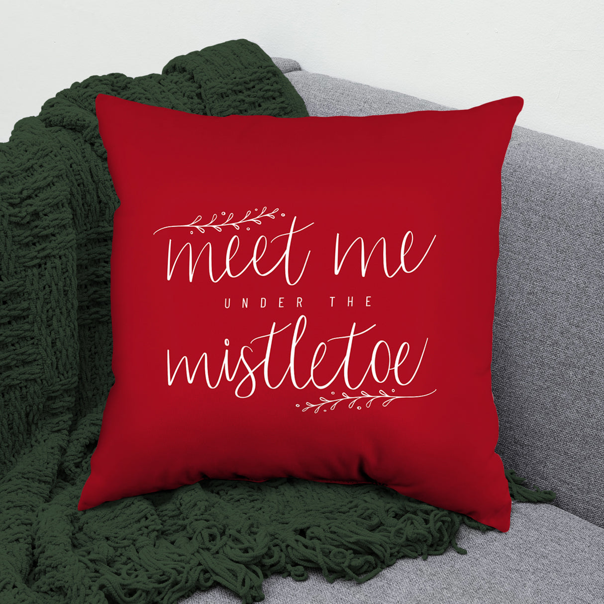 Meet Me Under the Mistletoe Decorative Pillow, Made in the USA, 2 Sizes