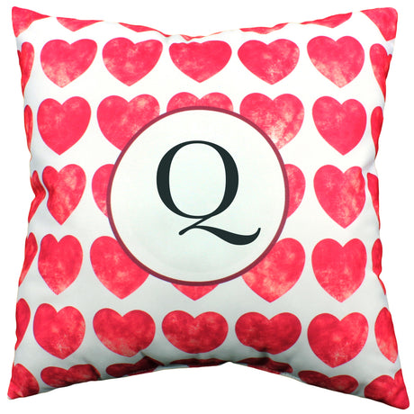 Heart Pattern Monogram Decorative Pillow