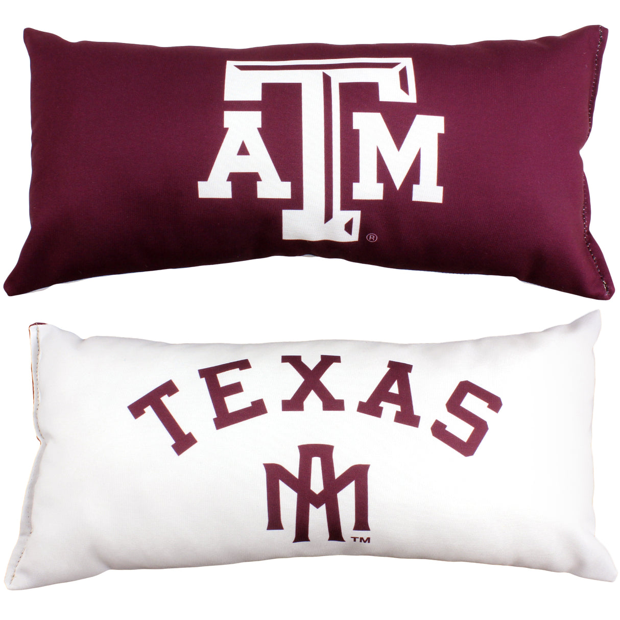 Texas A&M Aggies 2 Sided Bolster Travel Pillow, 16" x 6", Made in the USA