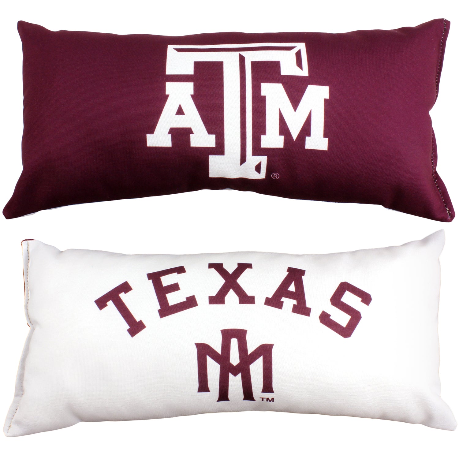 Texas A&M Aggies 2 Sided Bolster Travel Pillow, 16" x 6", Made in the USA